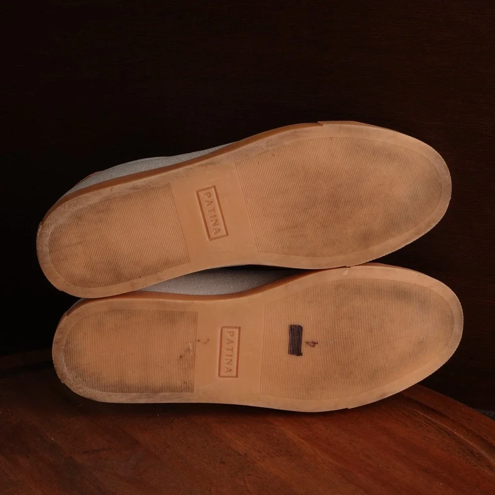 Patina Sneakers Mens SZ 8.5 Beige Portland Leather Canvas Lifestyle Modern Shoes
